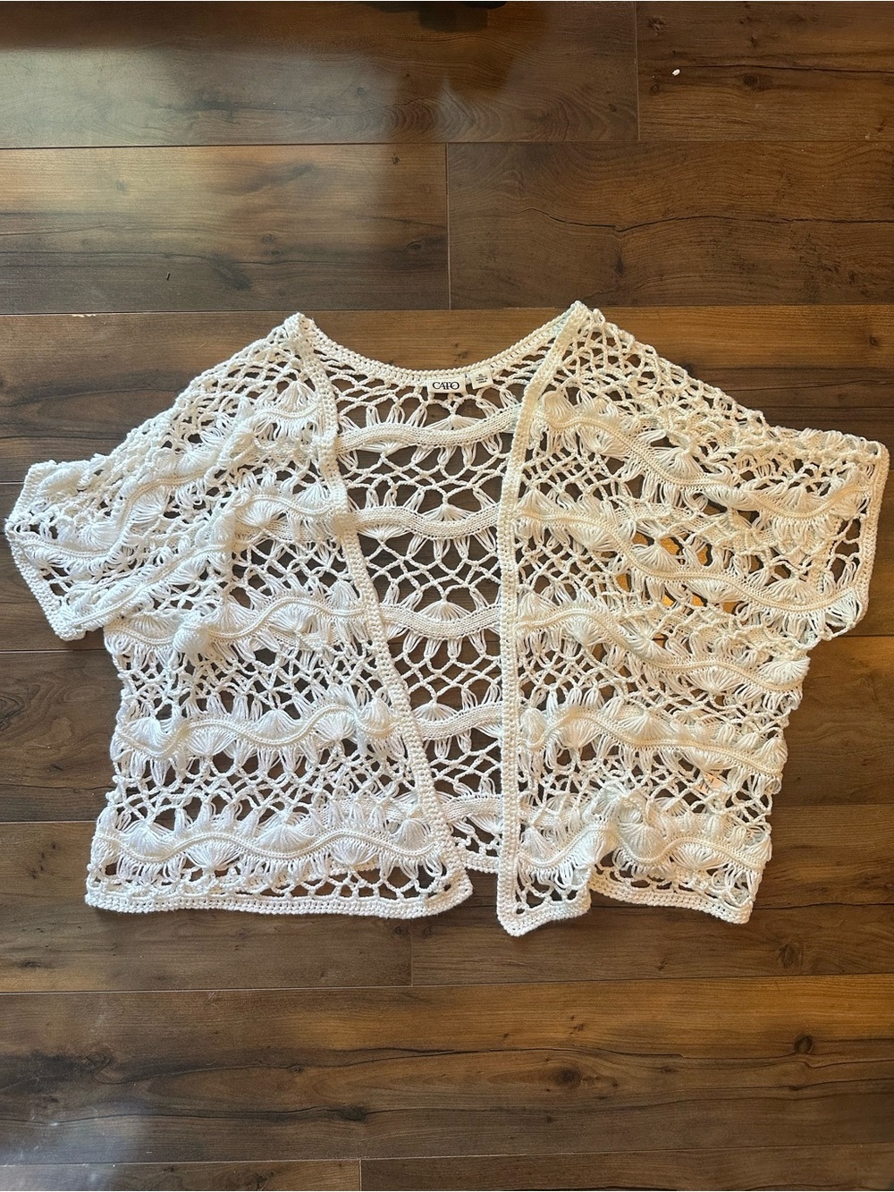 Cato Boho Crochet Open Knit Cardigan Beachy Festival Coastal Grandma XL